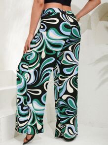 RueChic Plus Allover Print Wide Leg Pants - Multicolor - View 3