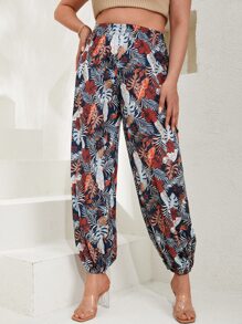RueChic Plus Tropical Print Jogger Trousers - Multicolor - View 1