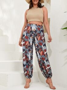 RueChic Plus Tropical Print Jogger Trousers - Multicolor - View 3