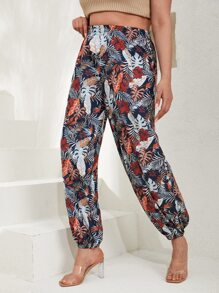 RueChic Plus Tropical Print Jogger Trousers - Multicolor - View 4