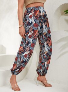 RueChic Plus Tropical Print Jogger Trousers - Multicolor - View 5