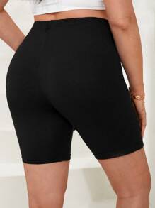RueChic Plus Solid Cycling Shorts - Black - View 2
