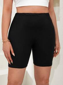 RueChic Plus Solid Cycling Shorts - Black - View 3