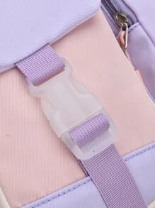 防水、輕巧、便攜式拼色經典背包卡通兔子圖案釋放扣裝飾學生書包適合研究生、青少年女孩、新生、大二、初中和高中學生、大學和高中，非常適合戶外、旅行和返校可愛背包兔子背包卡哇伊背包防水筆電背包 - 紫色 - 查看 4