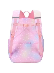 大容量,防水,便攜彩虹刺繡經典背包愛心圖案附包飾學院適用於青少年女孩女士大學學生完美適用於學校,大學,中間學校,中學,返校 - 紫色 - 查看 2