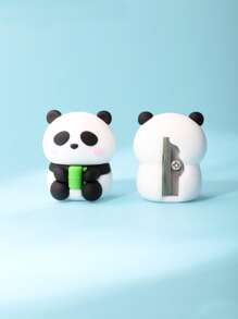 2pcs Panda Shaped Pencil Sharpener, Cute Portable Basics Pencil Sharpener For School Student, Office - White - View 3