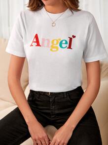 Cottnline Camiseta con estampado de letra - Blanco - Ver 2