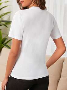 Cottnline Camiseta con estampado de letra - Blanco - Ver 4