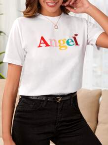 Cottnline Camiseta con estampado de letra - Blanco - Ver 1