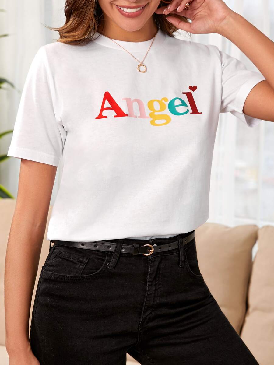 Cottnline Camiseta con estampado de letra - Blanco - Ver 1