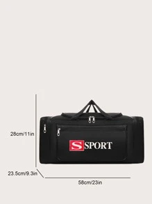 Letter Graphic Large Capacity Travel Bag Sporty Sport Bag For Sports For Fitness For Exercise For Vacation For Women For Men Travel Essential Durable Gym Bag Yoga Bag - Black - View 3