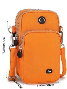 1pc Women's Mini Crossbody Shoulder Bag For Phone, With Wrist Strap And Coin Pocket, Summer - Orange - View 2