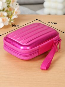 鐵零錢包熱粉色金屬質感圖案卡包