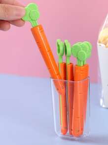 5pcs/set Plastic Sealing Clip, Creative Carrot Shaped Sealing Clip For Home - Red - View 3