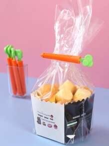 5pcs/set Plastic Sealing Clip, Creative Carrot Shaped Sealing Clip For Home - Red - View 4