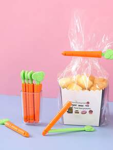 5pcs/set Plastic Sealing Clip, Creative Carrot Shaped Sealing Clip For Home - Red - View 5