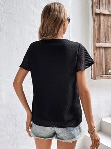 SHEIN Frenchy Áo sơ mi nữ màu trơn Giải trí - màu đen - Xem 2