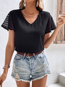 SHEIN Frenchy Áo sơ mi nữ màu trơn Giải trí - màu đen - Xem 3