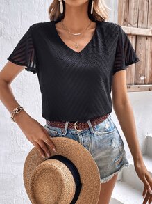 SHEIN Frenchy Áo sơ mi nữ màu trơn Giải trí - màu đen - Xem 5