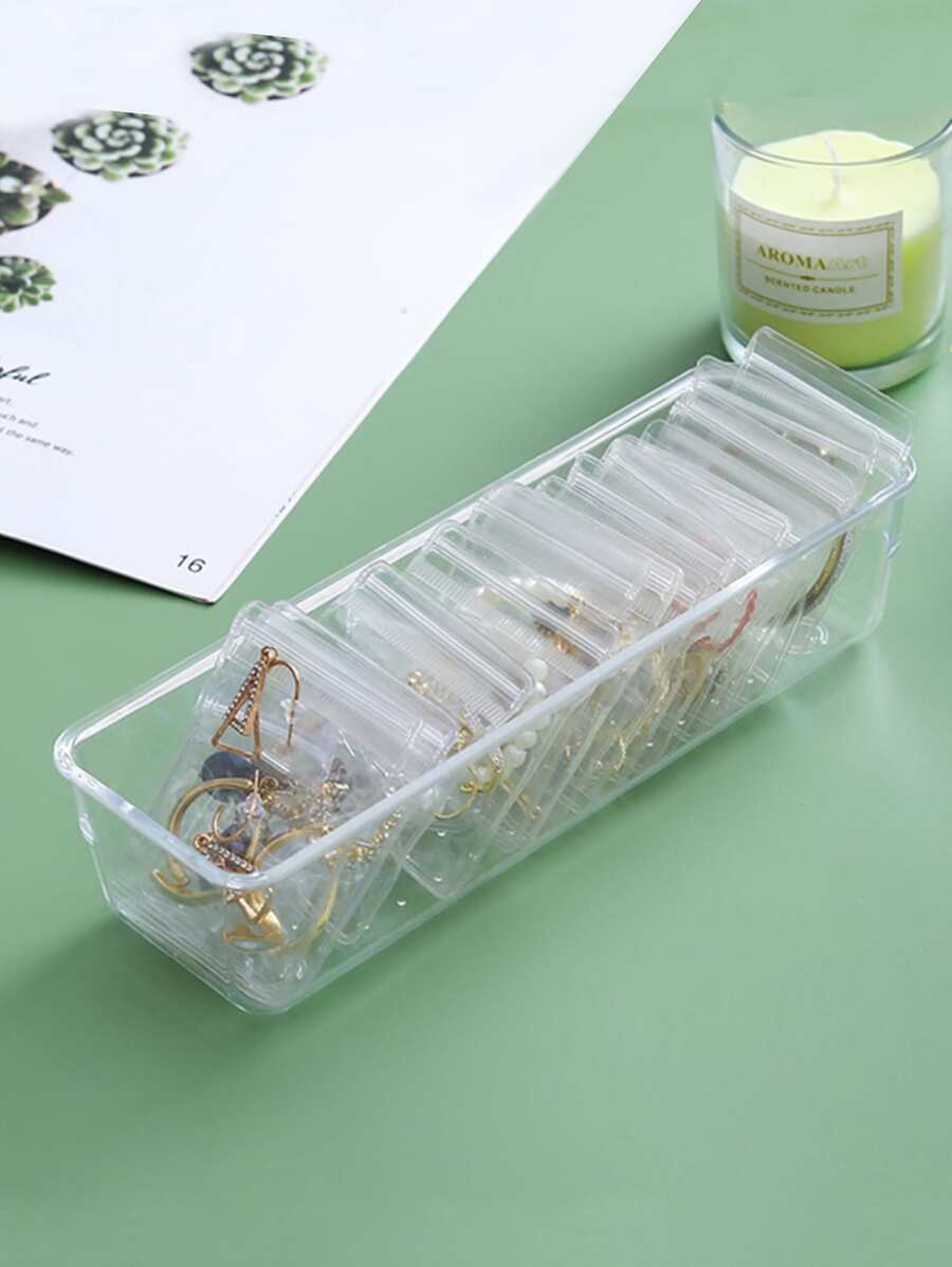 16 cái/bộ Hộp đựng trang sức & Túi đựng trang sức PS, Bộ hộp & túi đựng trang sức trong suốt tối giản dành cho gia đình - Trong sáng - Xem 1