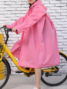 1pc EVA Raincoat, Minimalist Pink Raincoat For Outdoor - Pink - View 1