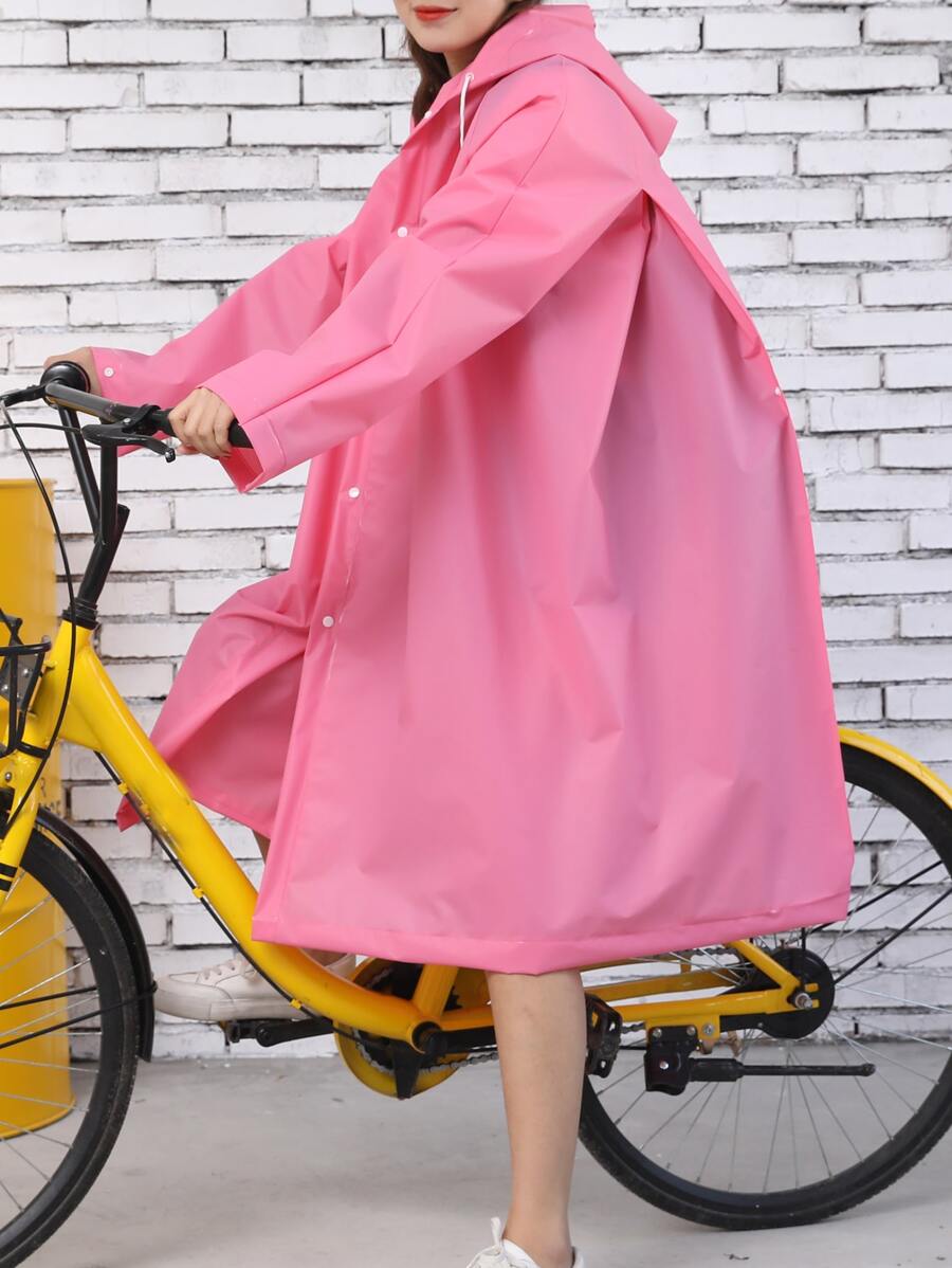1pc EVA Raincoat, Minimalist Pink Raincoat For Outdoor - Pink - View 1