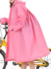 1pc EVA Raincoat, Minimalist Pink Raincoat For Outdoor - Pink - View 8