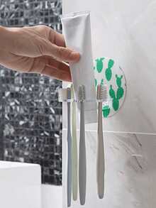 1pc Cactus Print Toothbrush Holder - Green - View 3