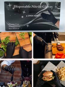 100入組/套橡膠家用手套現代黑色洗碗手套