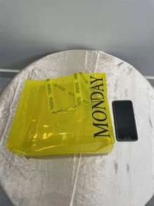 小托特包螢光黃透明字母圖案前衛