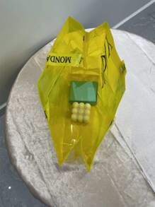 小托特包螢光黃透明字母圖案前衛