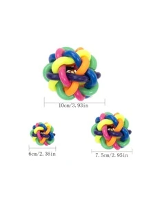 1pc Mixed Color Ball Design Pet Chew Toy For Cat And Dog For Play - Blue - View 3