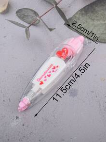 1pc Heart Pattern Correction Tape, Cute Portable Whiteout Correction Tape For School Student, Office - Pink - View 2