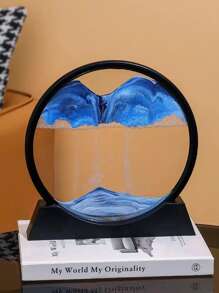 1入組玻璃裝飾工藝現代山圖案圓形設計裝飾物件 - 藍色 - 查看 5