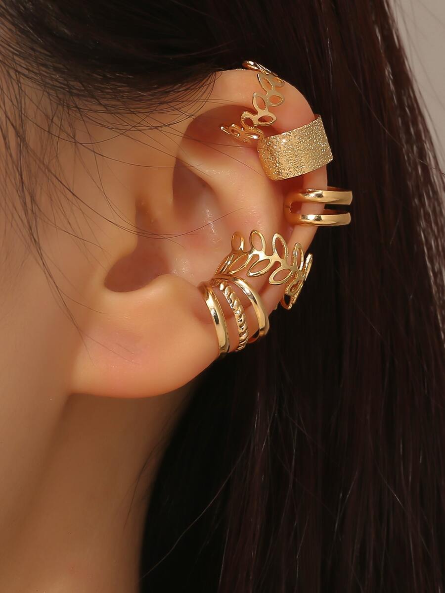 5pcs/set Hollow Out Ear Cuff - Yellow Gold - View 1