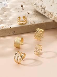 5pcs/set Hollow Out Ear Cuff - Yellow Gold - View 2