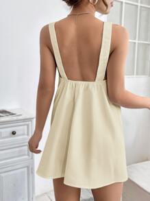 SHEIN PETITE Rochie uni cu detaliu cu volan