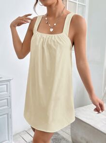 SHEIN PETITE Rochie uni cu detaliu cu volan