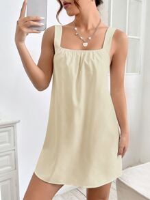 SHEIN PETITE Rochie uni cu detaliu cu volan