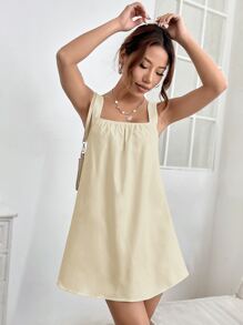 SHEIN PETITE Rochie uni cu detaliu cu volan