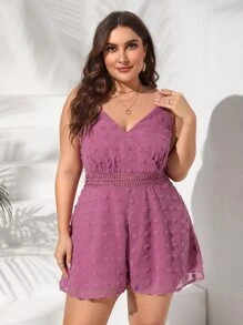 SHEIN Unity Jumpsuits Plus Size Trọn gói màu trơn Giải trí - Bụi hồng - Xem 5