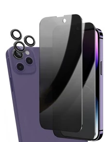 2 protectores de pantalla de vidrio templado y 3 protectores de lente compatibles con iPhone - Negro - Ver 1
