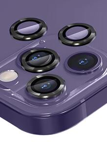 2 protectores de pantalla de vidrio templado y 3 protectores de lente compatibles con iPhone - Negro - Ver 2