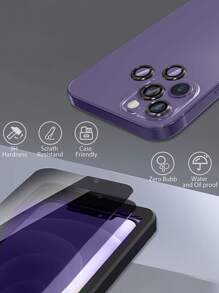 2 protectores de pantalla de vidrio templado y 3 protectores de lente compatibles con iPhone - Negro - Ver 4