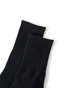 5pairs Men Solid Casual Crew Socks - Black - View 4