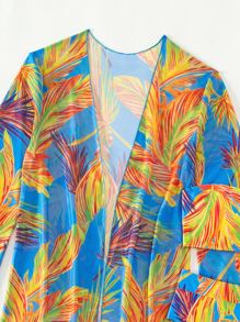 熱帶圖案抹胸比基尼泳裝附和服 - 彩色 - 查看 6