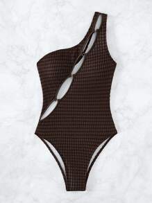 Swim SXY Cut Out One Shoulder One-Piece Swimsuit,Summer Beach Bathing Suit