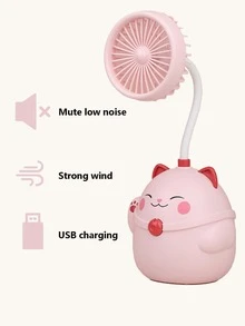 1 pieza Ventilador eléctrico con diseño de dibujos animados - Rosa - Ver 4