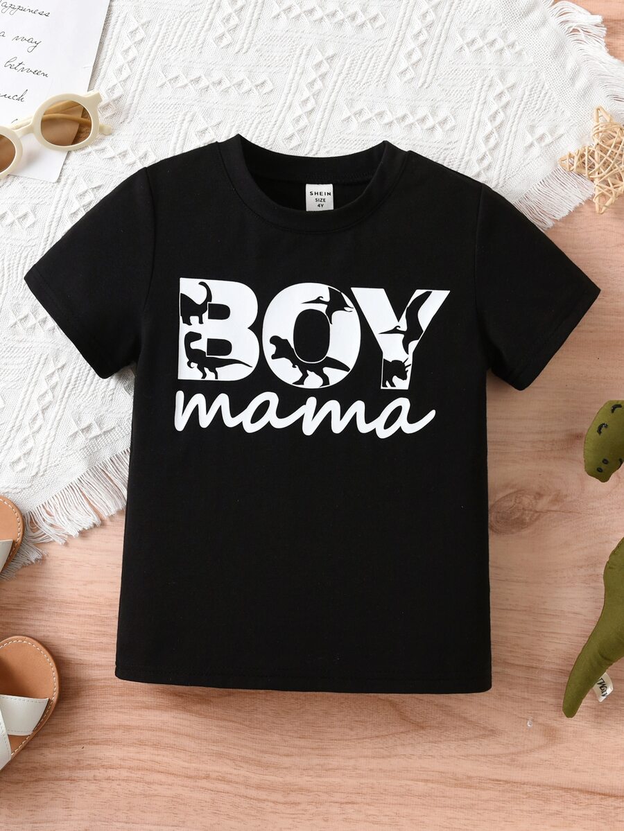 SHEIN 小男童字母圖案T恤