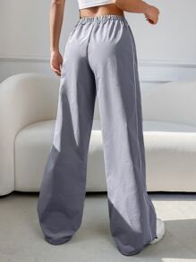SHEIN EZwear Solid Elastic Waist Wide Leg Pants